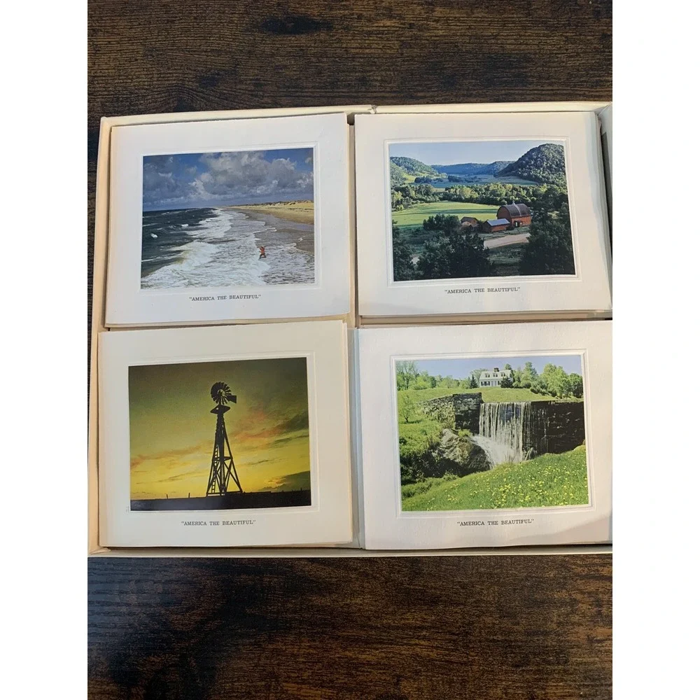 America The Beautiful Color Photograph Note Card Set Vintage 12 Cards